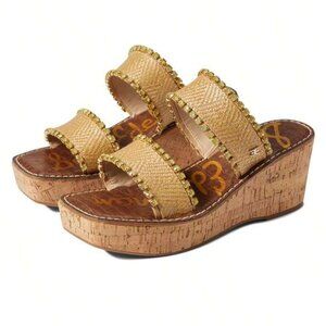 Sam Edelman Angelina Natural Yellow Wedge Heels 593M0
